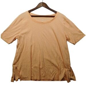 J.Jill Womens‎ XL Peach Pima Cotton Scoop Neck Elbow Sleeve Top